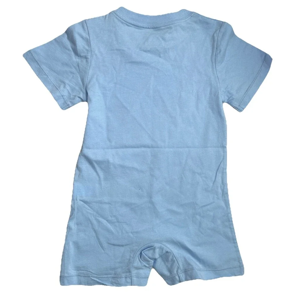 Adidas Logo Baby Boy 18 Month Romper Shortie Jumpsuit Light Blue Snaps